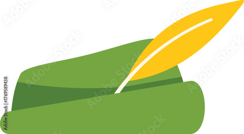 Classic green robin hood hat with a feather, representing freedom, adventure, and folklore