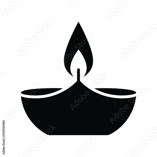Traditional diya oil lamp flame burning light festive celebration symbol isolated vector isolated on white background