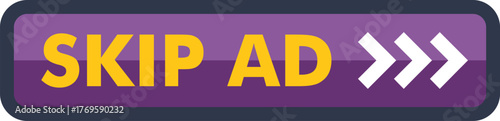 Purple skip ad button with white arrows inviting users to skip advertisement