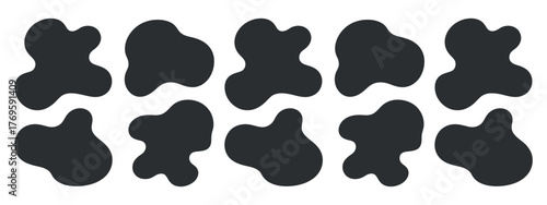 Silhouette of Fluid Organic Blob Shapes on a Transparent Backdrop