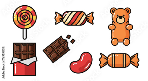 set of sweet candy icons