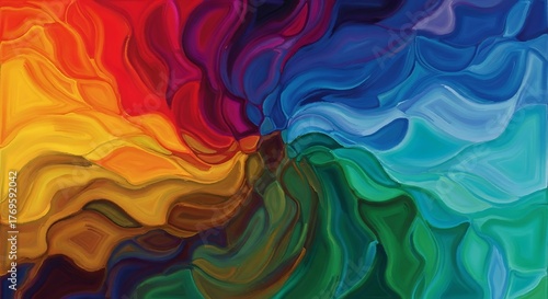 Vibrant Swirl of Colors - A Dynamic Abstract Painting.