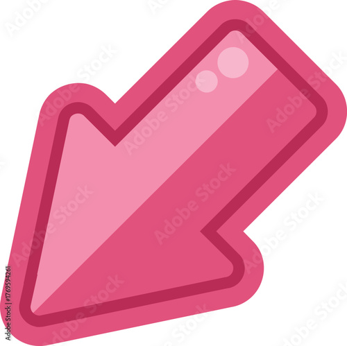 Pink arrow pointing down and left, perfect for indicating direction or highlighting important information