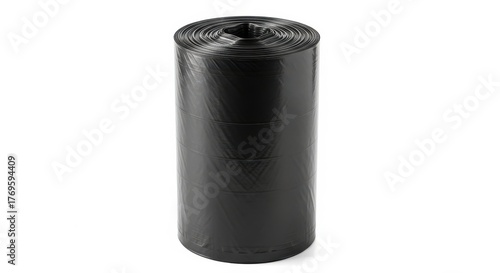 Roll of durable black plastic garbage bags for household waste
