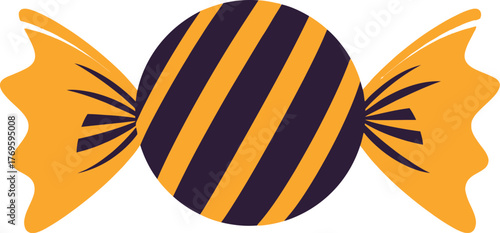 Illustration of halloween candy with orange and black stripes design