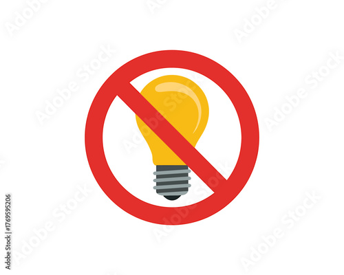 No light bulb icon a symbol for energy saving awareness and the importance of reducing electricity consumption with a clear prohibition sign