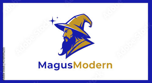 MagusModern Logo Featuring a Wizard with a Pointed Hat and a Star.