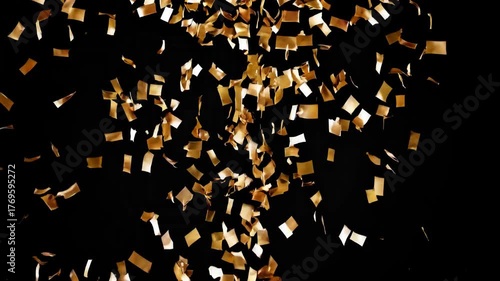 Colorful confetti cascades down against a black background, creating a lively atmosphere. Perfect for celebrations, this cheerful sight elevates any occasion