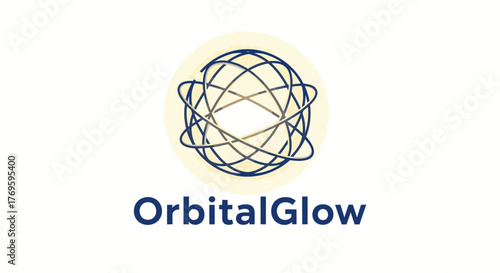 OrbitalGlow Logo Featuring a Stylized Globe with Intersecting Lines.