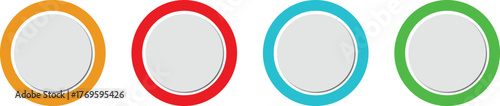 Colorful button set modern infographic flow chart template with four steps, vector on transparent background.