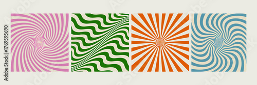 Colorful Psychedelic Retro Background with Swirls and Rays A Nostalgic 70s Vibe for Eye Catching Designs