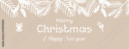 Christmas & New Year Party Celebration Banner, Holiday Sale Promotion, Social Media Cover, Web Banner, Header Template, Illustration Background with Festive Discount & Special Offer