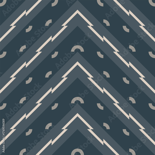 Geometric Minimalist Zigzag Line and Arc Shape Repeatable Decorative Pattern