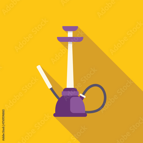 Hookah with purple base and long white stem, ready for relaxation and enjoyment