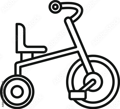 Simple line drawing of a classic tricycle, ideal for children's play and outdoor activities