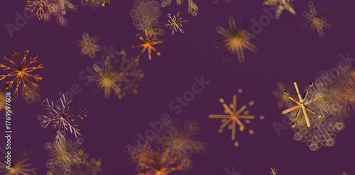 Wallpaper Mural Abstract design of winter snowflakes on a purple background. Perfect for holiday themes, seasonal designs, and backgrounds. Torontodigital.ca