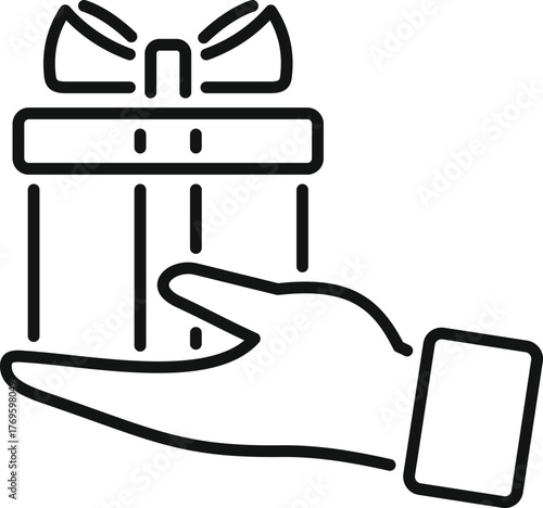 Giving or receiving a gift box with a ribbon, surprise and celebration concept