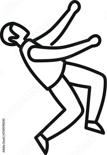 Line drawing illustration of a man jumping and balancing his body while practicing parkour