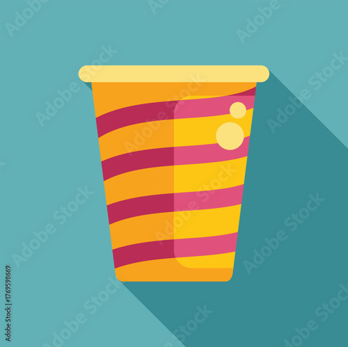 Refreshing beverage in disposable cup, ideal for representing summer drinks, parties, or quick refreshments