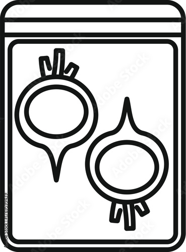 Two onions vacuum packed, extending shelf life and maintaining quality, a modern food preservation technique