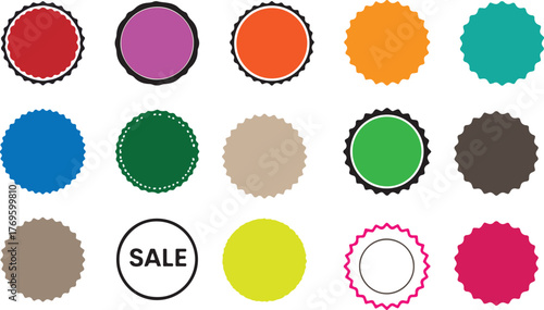 Collection of red oval and starburst sale price tags and labels