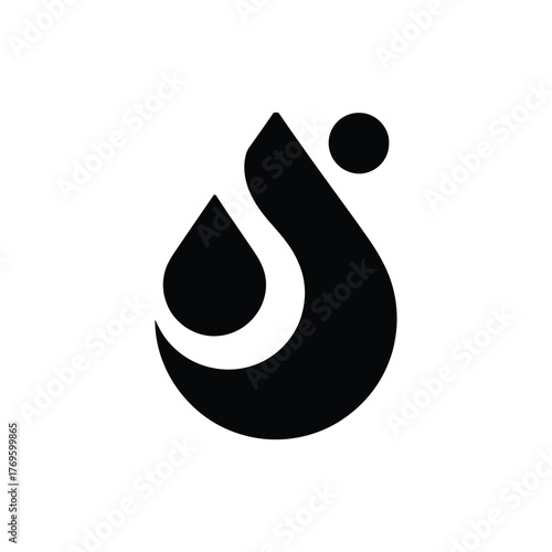 Abstract black silhouette of a water droplet and human figure