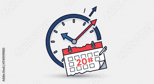 Deadline approaching with clock and calendar showing time management and urgency for meeting schedules and appointments