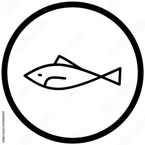 Fish Icon Vector Rounded Logo