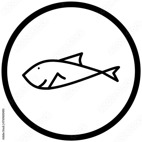 Fish Icon Vector Rounded Logo