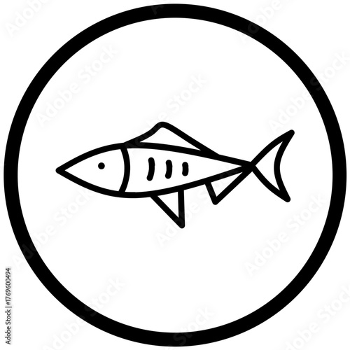 Fish Icon Vector Rounded Logo