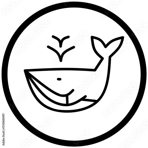 Fish Icon Vector Rounded Logo