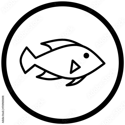 Fish Icon Vector Rounded Logo