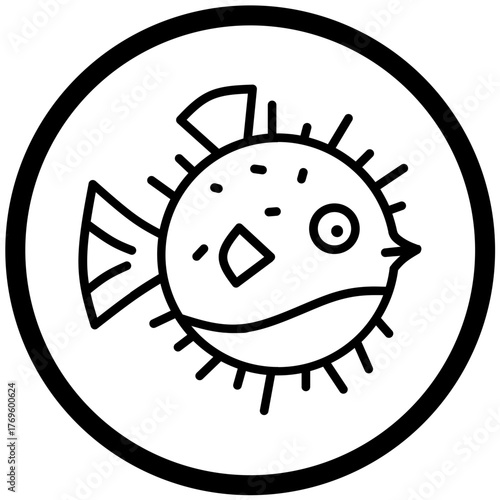 Fish Icon Vector Rounded Logo