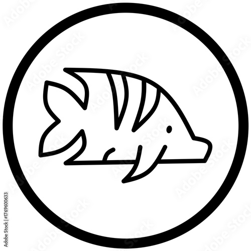 Fish Icon Vector Rounded Logo