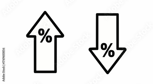 Percentage Rate Icons Upward Trend & Downward Arrows for Financial Charts and Statistical Analysis in Economic Reports, Sales Metrics, Growth Projections & Loss Prevention Strategies