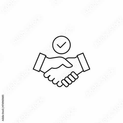 handshake with checkmark icon sign vector