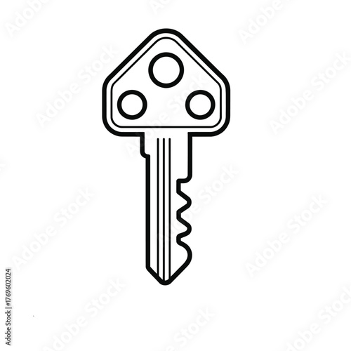 Simple outline drawing of a key with three circular holes