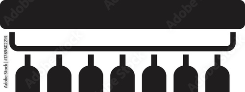 Wine glasses hanging upside down from a rack, creating a stylish and space saving storage solution for bars and restaurants