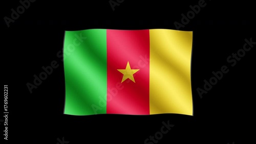 Cameroon - High quality animation of waving flag on transparent background. Seamless animation.