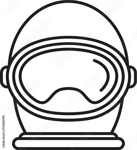 Simple line art icon of an astronaut's helmet, ready for space exploration