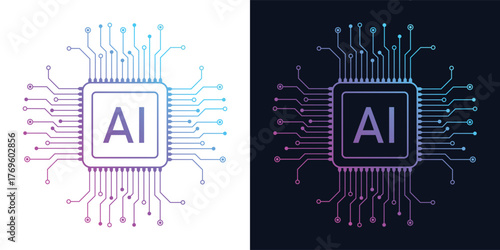 Schilderij op canvas Artificial Intelligence AI Chip in Human Brain