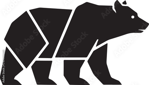 Geometric Polygon Bear Silhouette Logo  Modern Wildlife Animal Vector Art