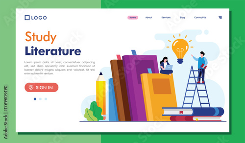 This illustration highlights unique methods of studying literature, focusing on engagement, creativity, knowledge, and the pursuit of education through innovative approaches.