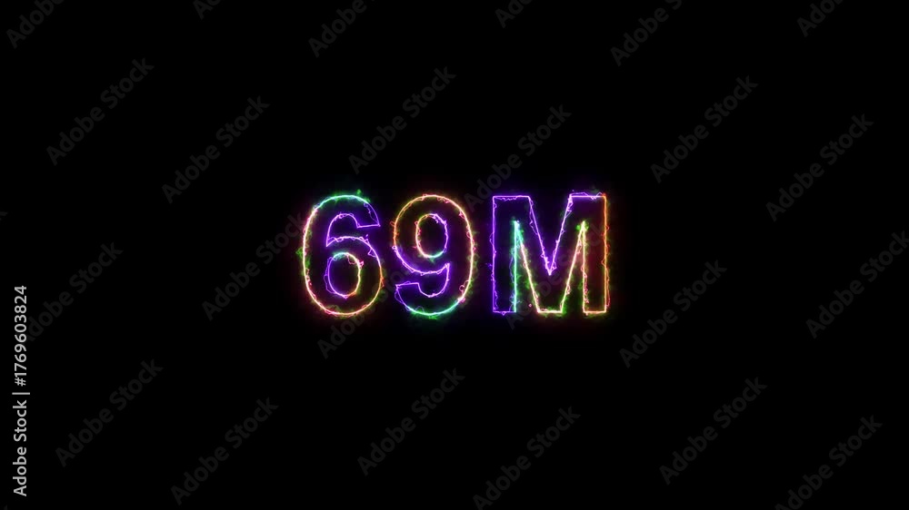 69 M followers neon text animation on black background. 69 Million ...