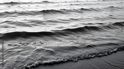 Black and White Abstract Ocean Waves with Textured Horizontal Striped Patterns