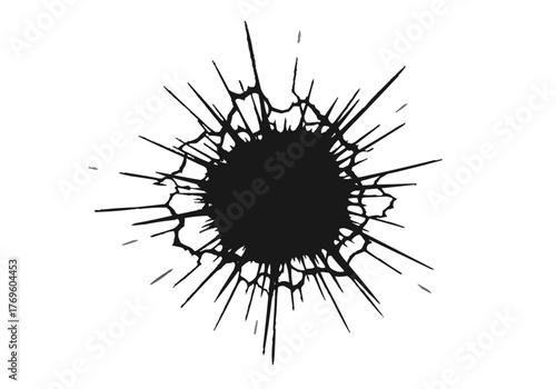 A black hole explosion with jagged edges radiating outwards on a white background vector graphic style on transparent background
