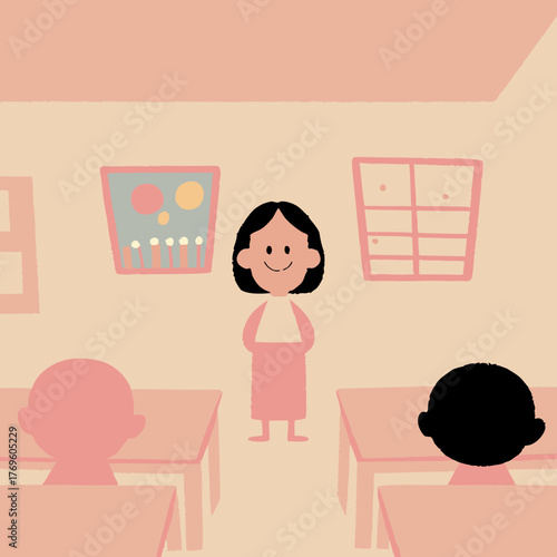 A teacher stands in front of her class with two students present today