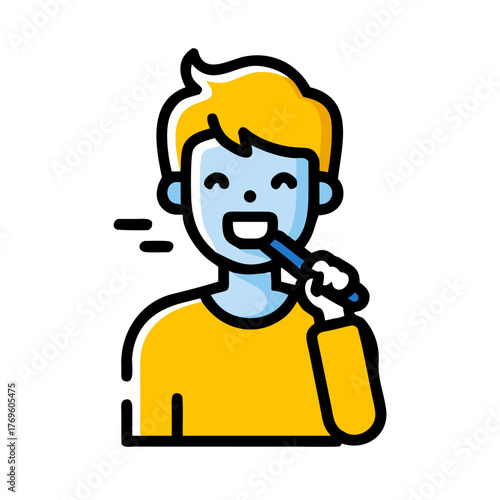 Illustration of a man brushing his teeth