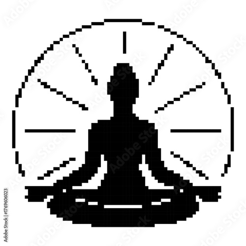 buddhism pixel icon, 8-bit. Vector illustration on a white background.
