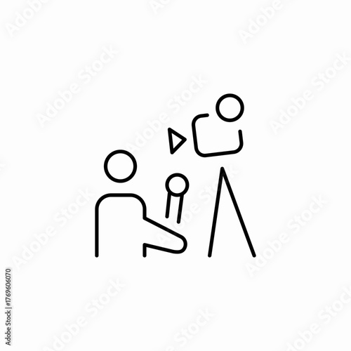 reporter filming interview icon sign vector